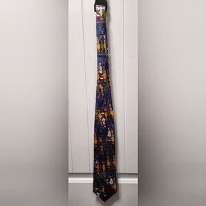 **NEW** Gold City Christmas Necktie Tie Santa Sleigh Reindeer Handmade Vintage